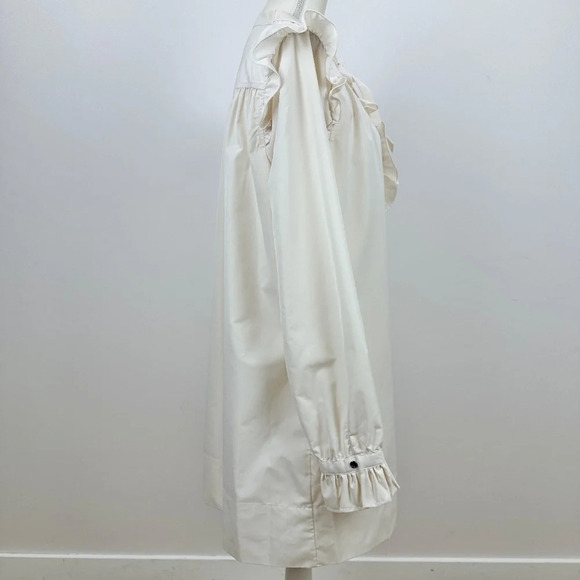 LDT Dress Womens Size 14 Romantic Ruffle Long Sleeve Collared Tie Shift Cream. - Picture 3 of 10